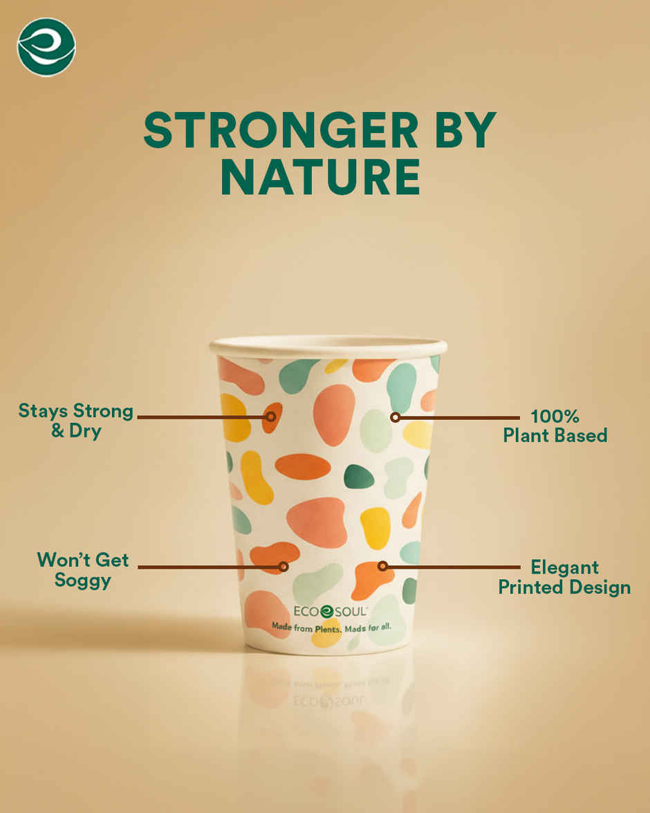 ECO SOUL | Disposable Paper Cups/Glasses | 150 ml | Multi Colour | 50 Count