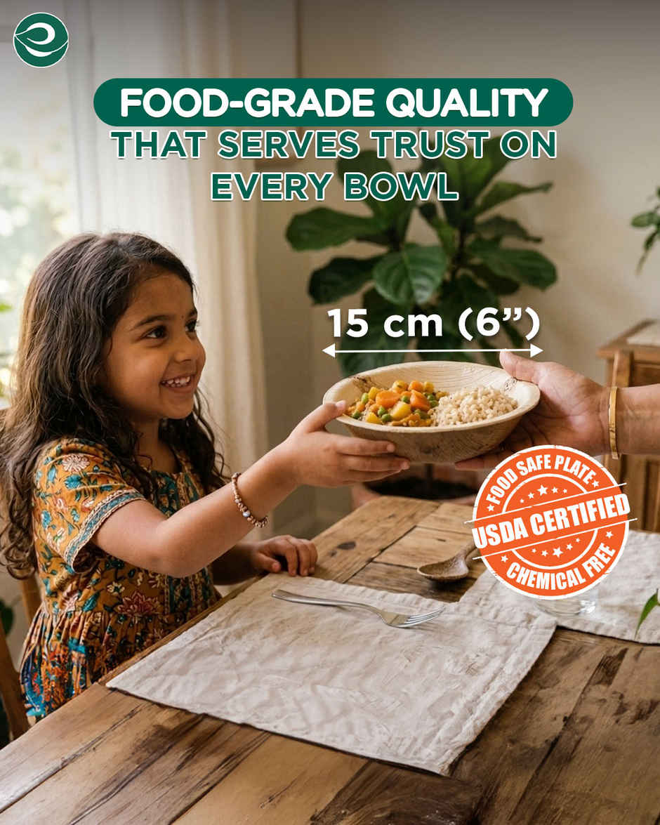 ECO SOUL | Palm Leaf Disposable Bowl | 500 ml | Round | 10 Count