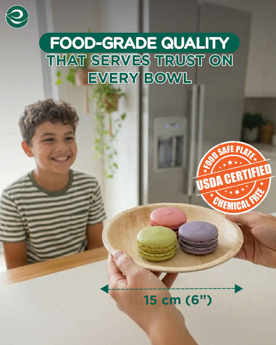 ECO SOUL | Palm Leaf Disposable Plates | 6 Inch | Round | 10 Count