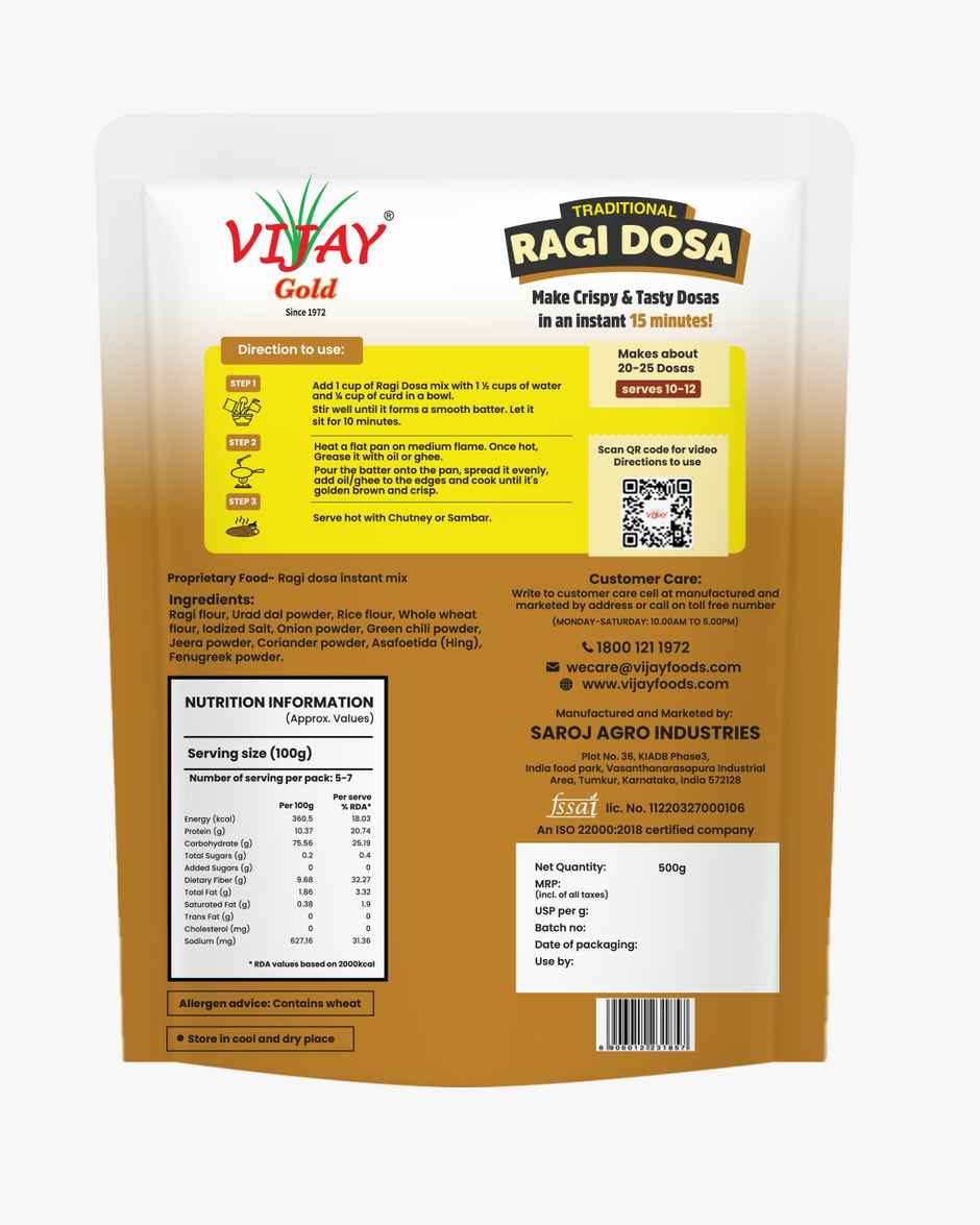 Vijay Gold Ragi Dosa Mix