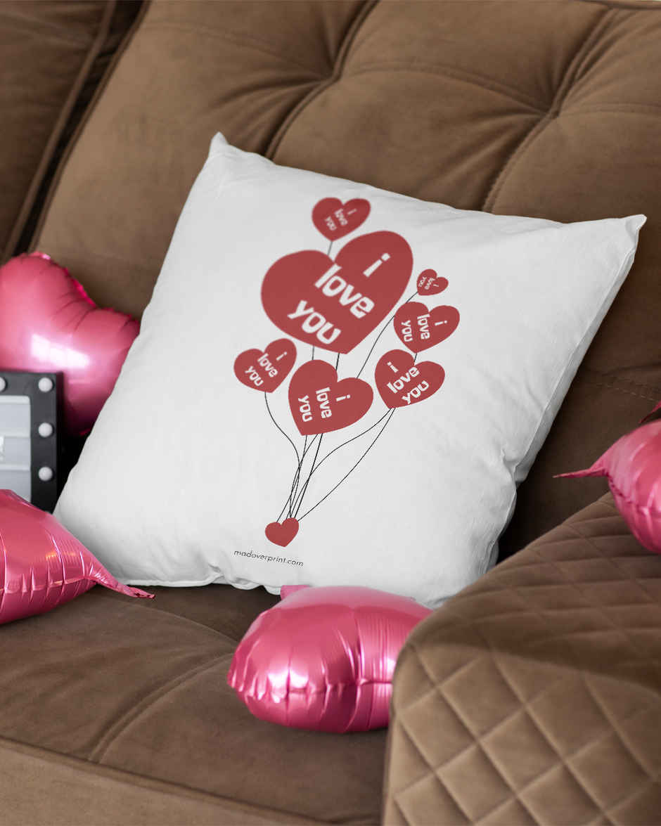 I Love You Heart Balloon Cushion | Mad Over Prints