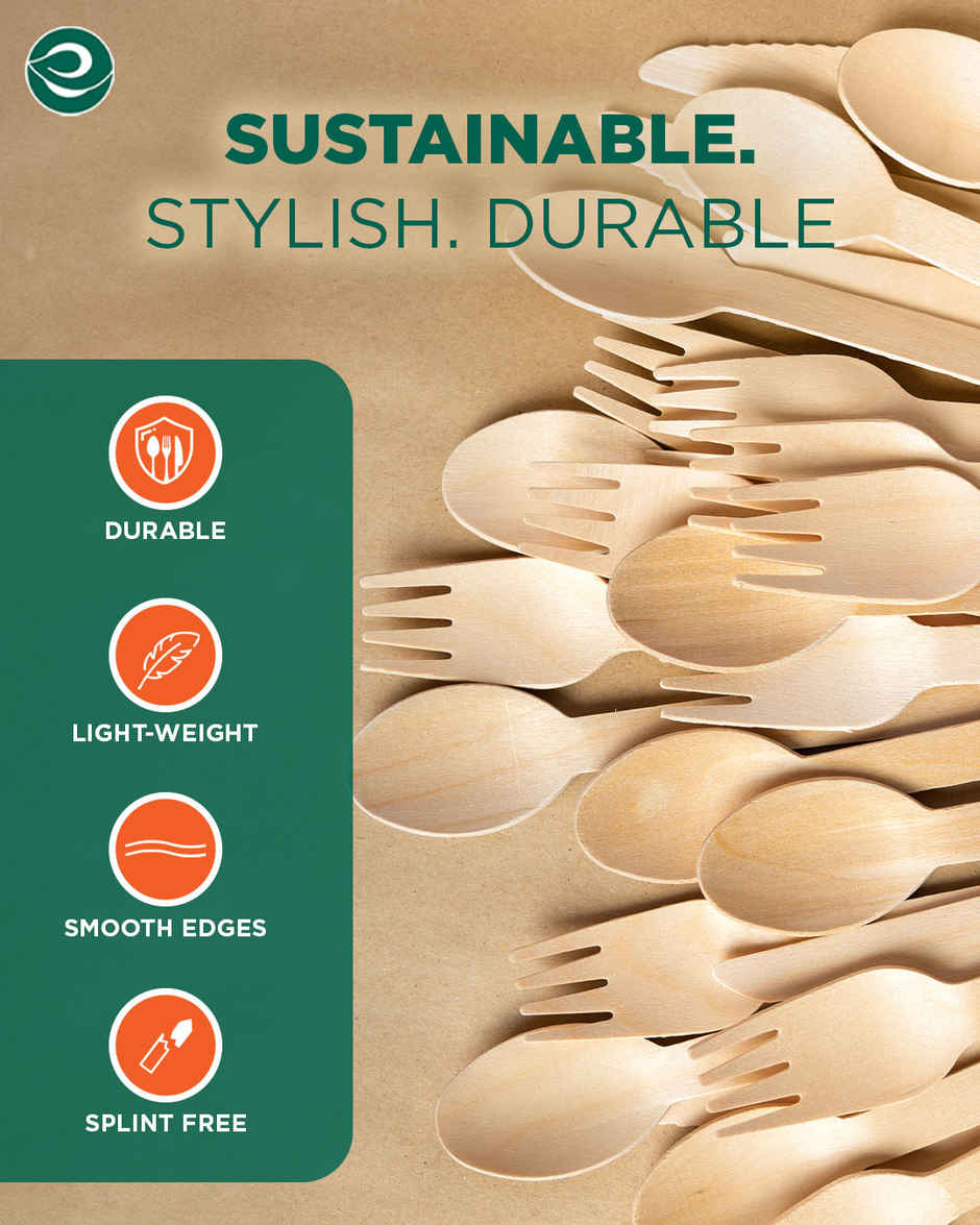 Eco Soul 160mm | 50 Count | Disposable Spoon and Fork