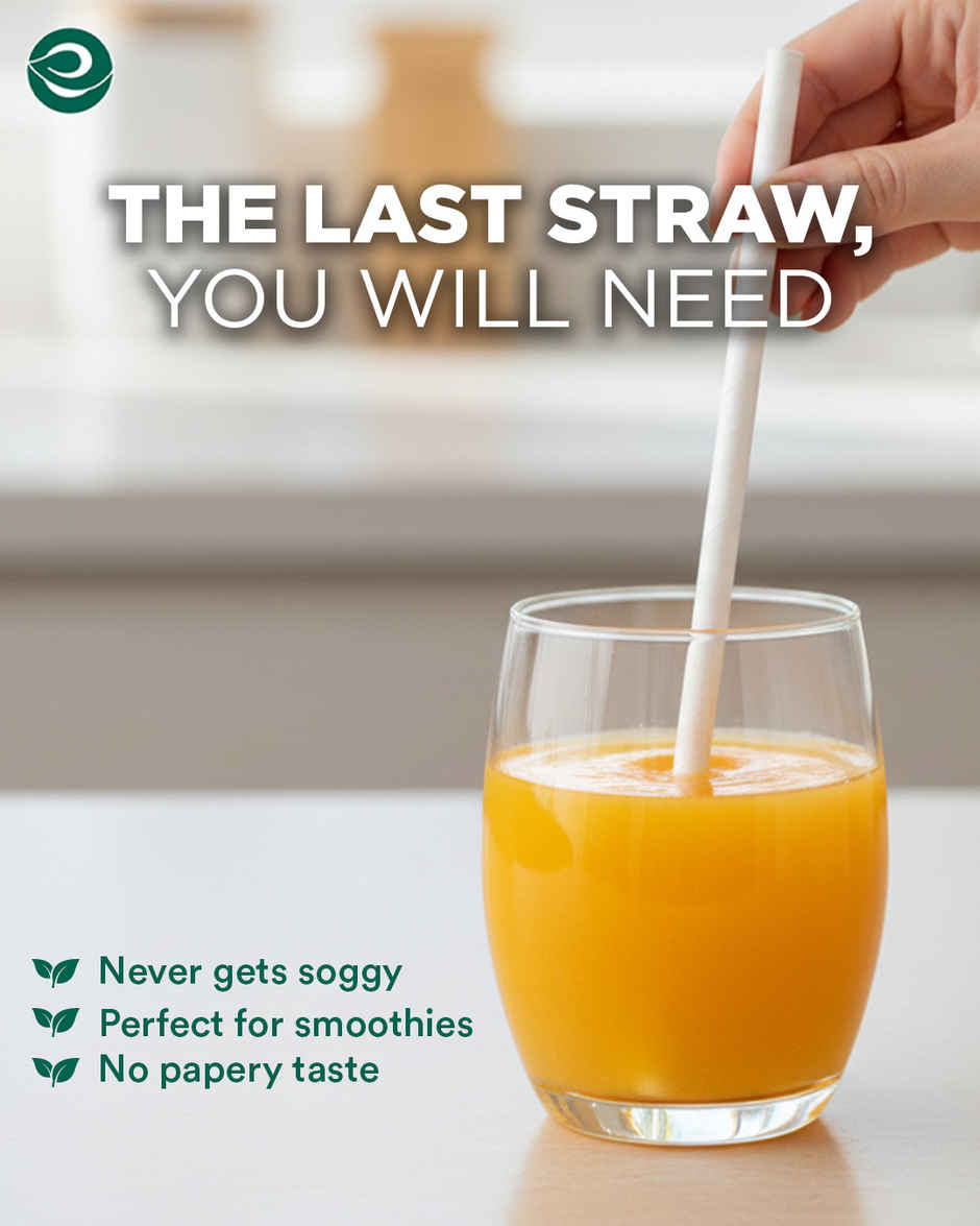 Eco Soul 8mm White | 50 Count | Paper Straw