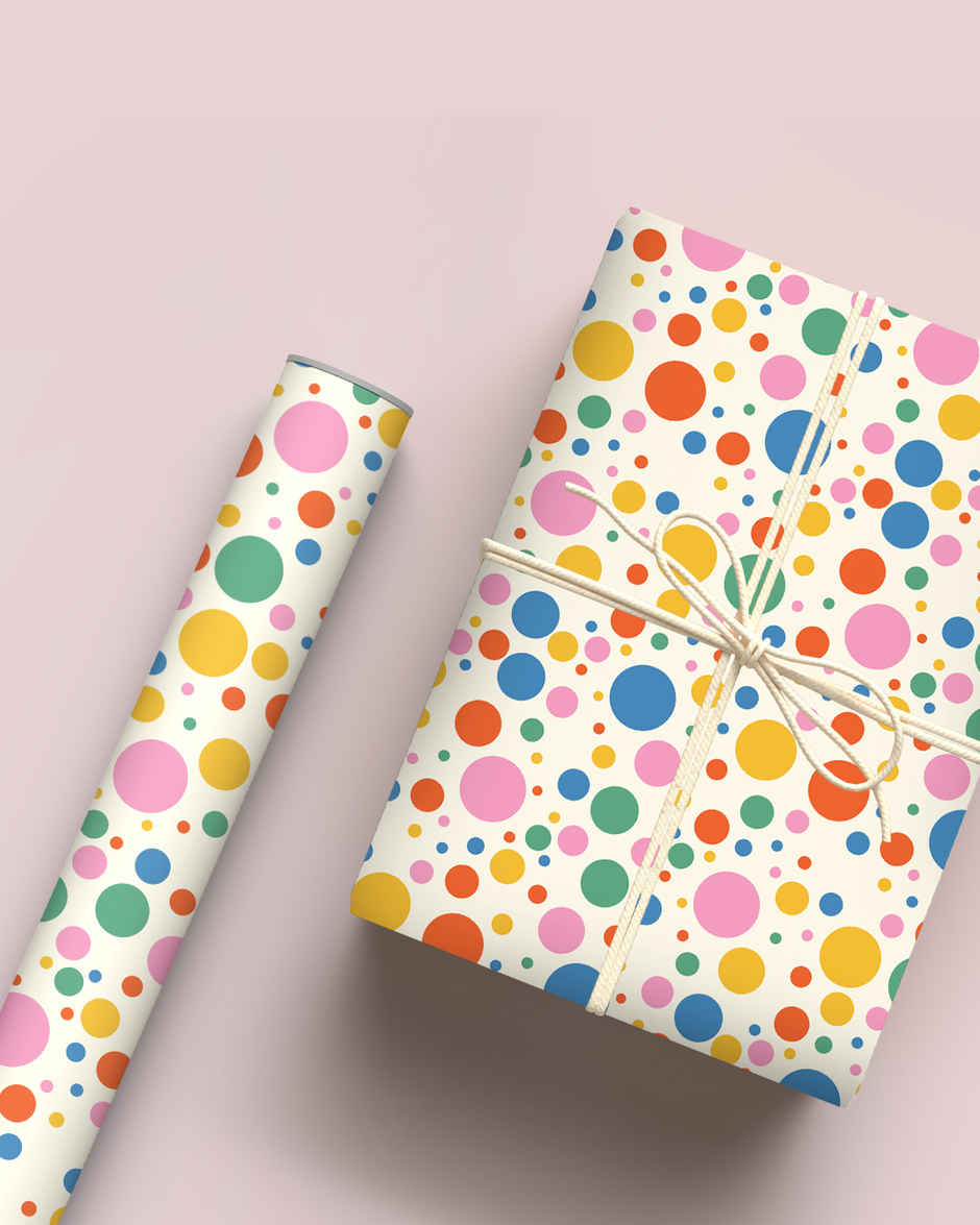 Mad Over Print Red Dots Wrapping Paper Set Of 5