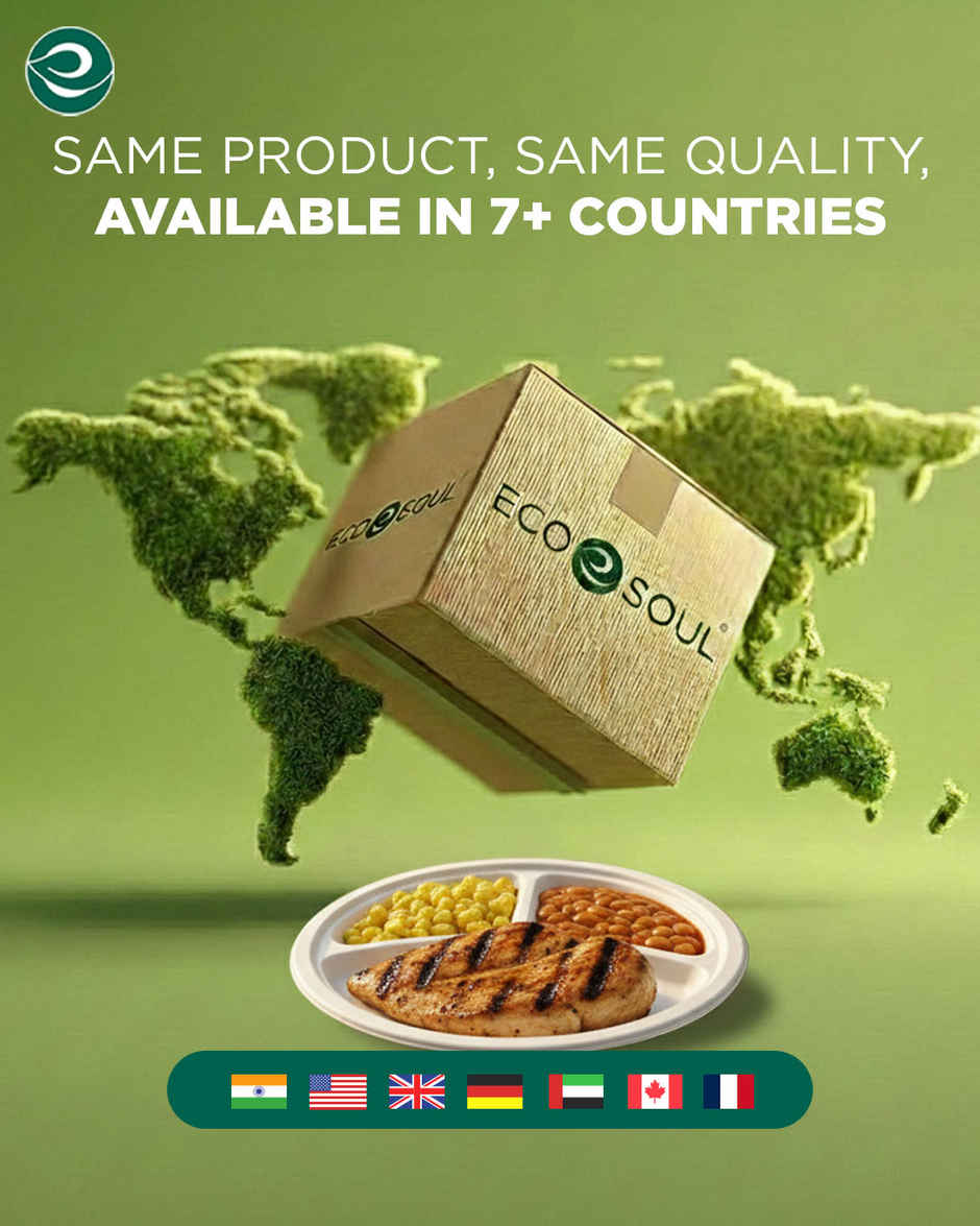 ECO SOUL | Bagasse Disposable Plates | 10 Inch | Round 3CP | 10 Count
