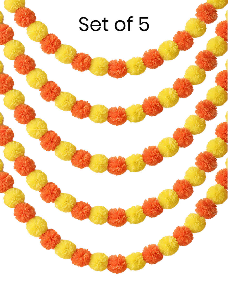 Orange Red Marigold Toran & Garland Set of 5 | Mad Over Print