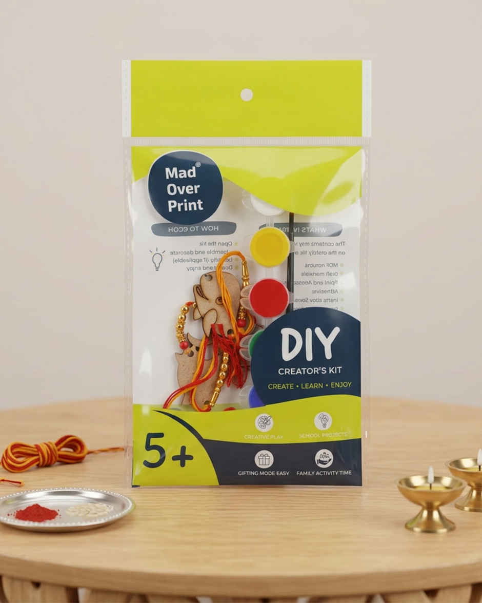 Kids DIY Rakhi Ocean Sea Life Wooden Craft & Paint Kit | Unique Find | Pack of 2 | Mad Over Prints