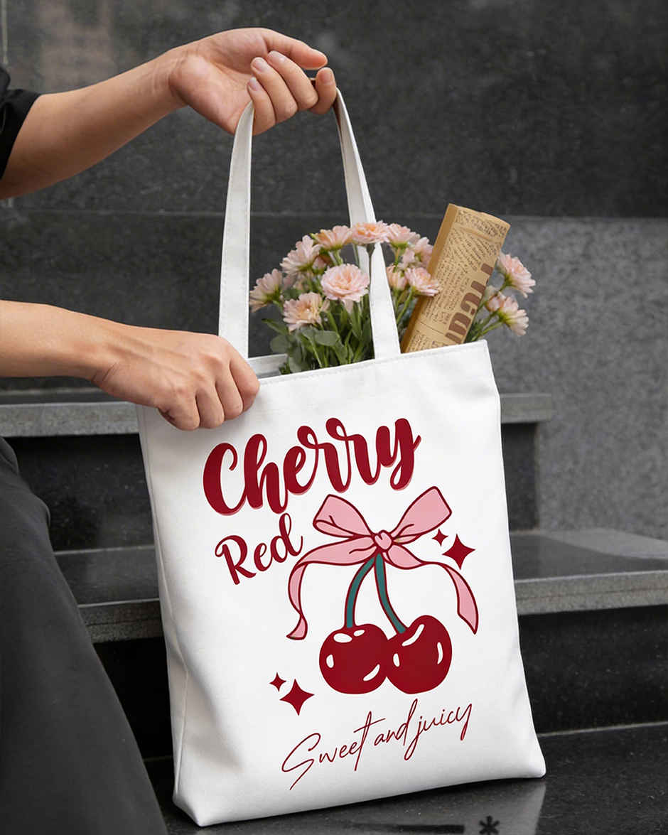 Cherry Red Tote Bag | Mad Over Print