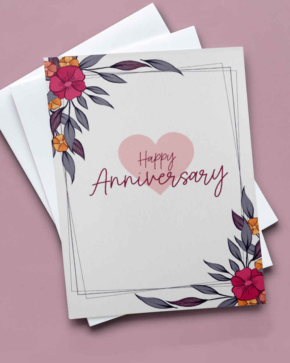 Mad Over Print Pink Floral Anniversary Card