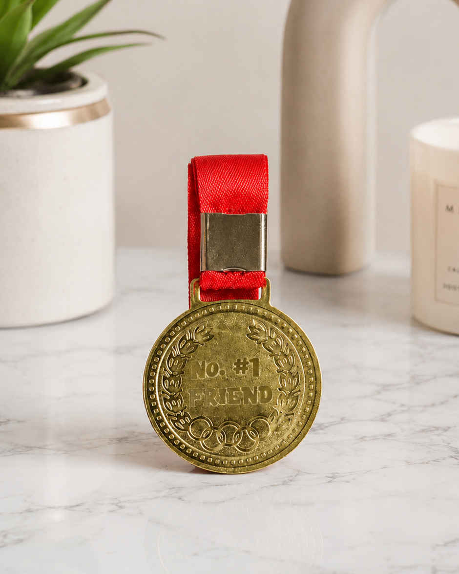 No.1 Friend Gold Medal with Red Ribbon | Mad Over Prints