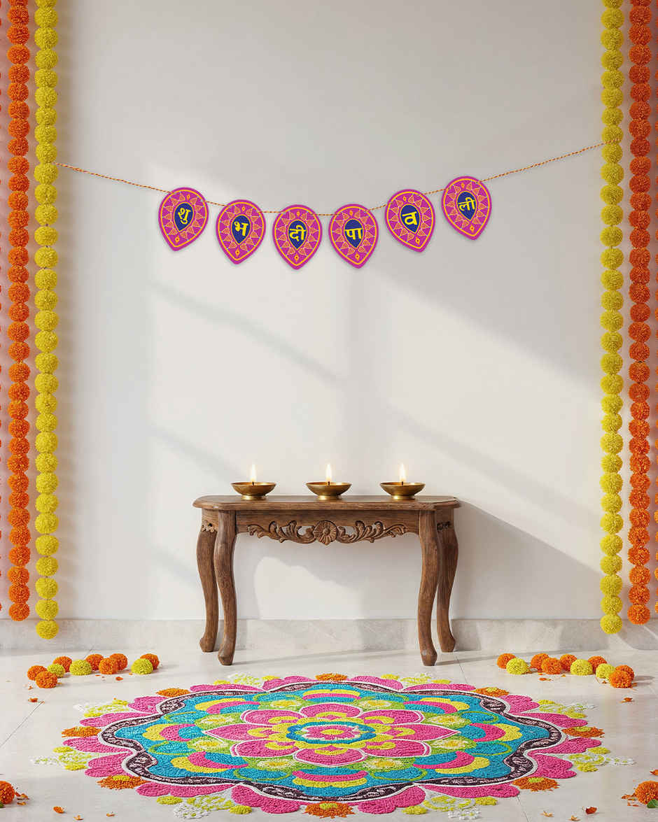 Shubh Diwali Paper Toran | Pink & Blue | Mad Over Print