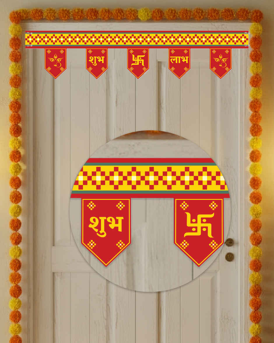 Shubh Labh Toran | Yellow & Red | Mad Over Print