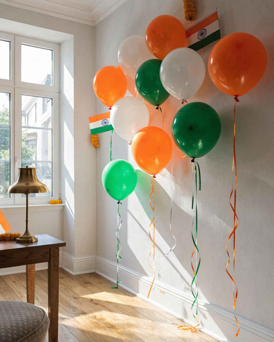 Tri Colour Balloons for Party Decoration | Pack of 50 | Mad Over Print