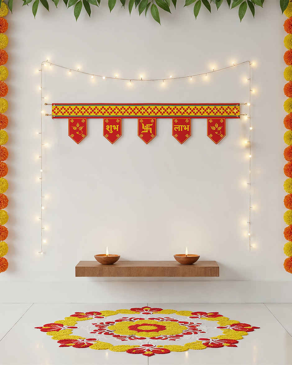 Shubh Labh Toran | Yellow & Red | Mad Over Print