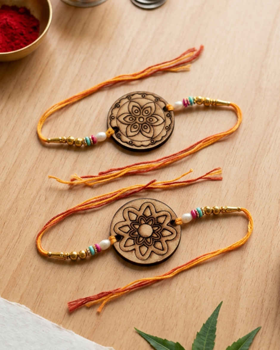 Kids DIY Rakhi Mandala Wooden Keychain Craft | Paint Kit | Set of 2 | Unique Find | Mad Over Prints