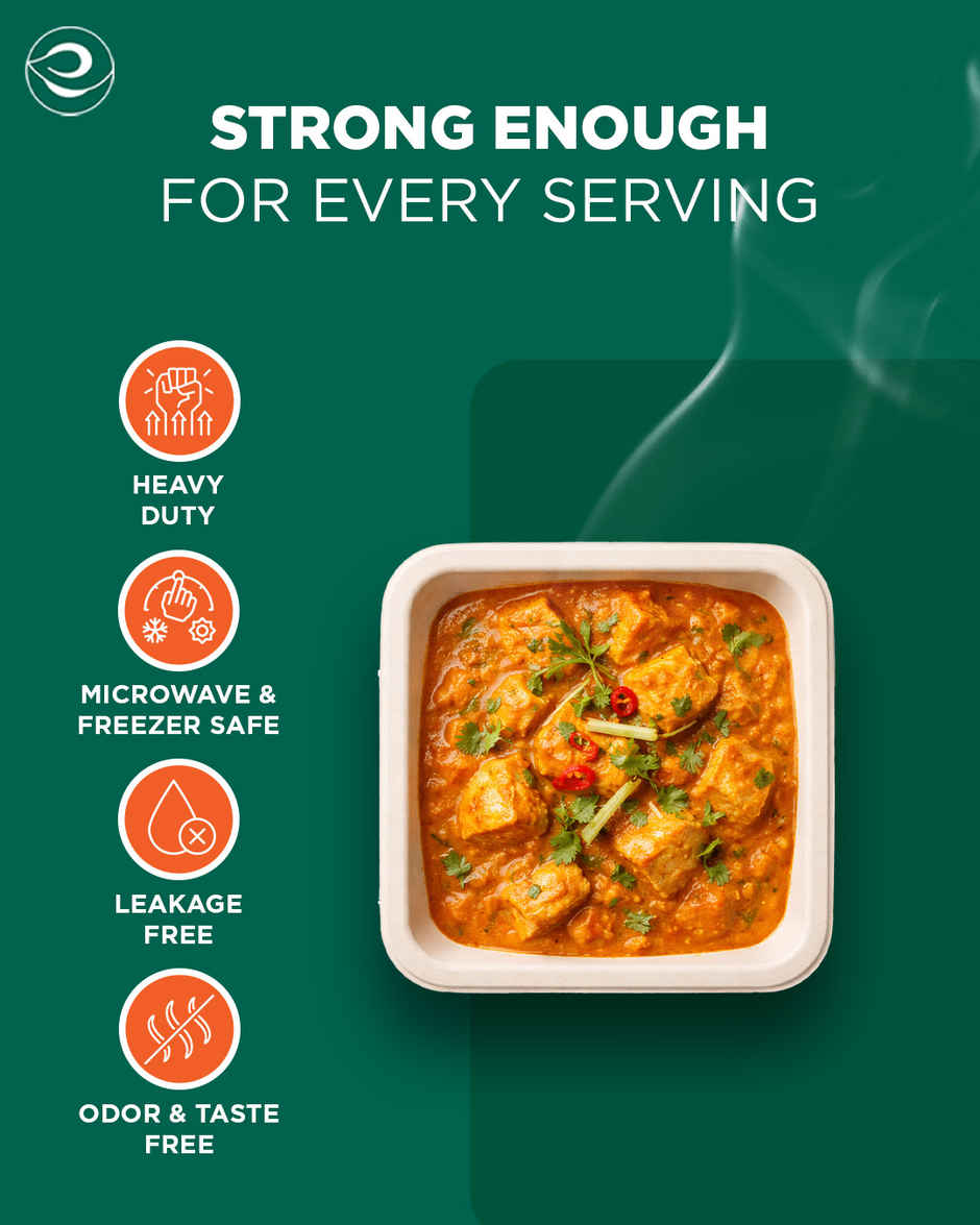 ECO SOUL | Bagasse Disposable Bowls | 150 ml | Square | 25 Count