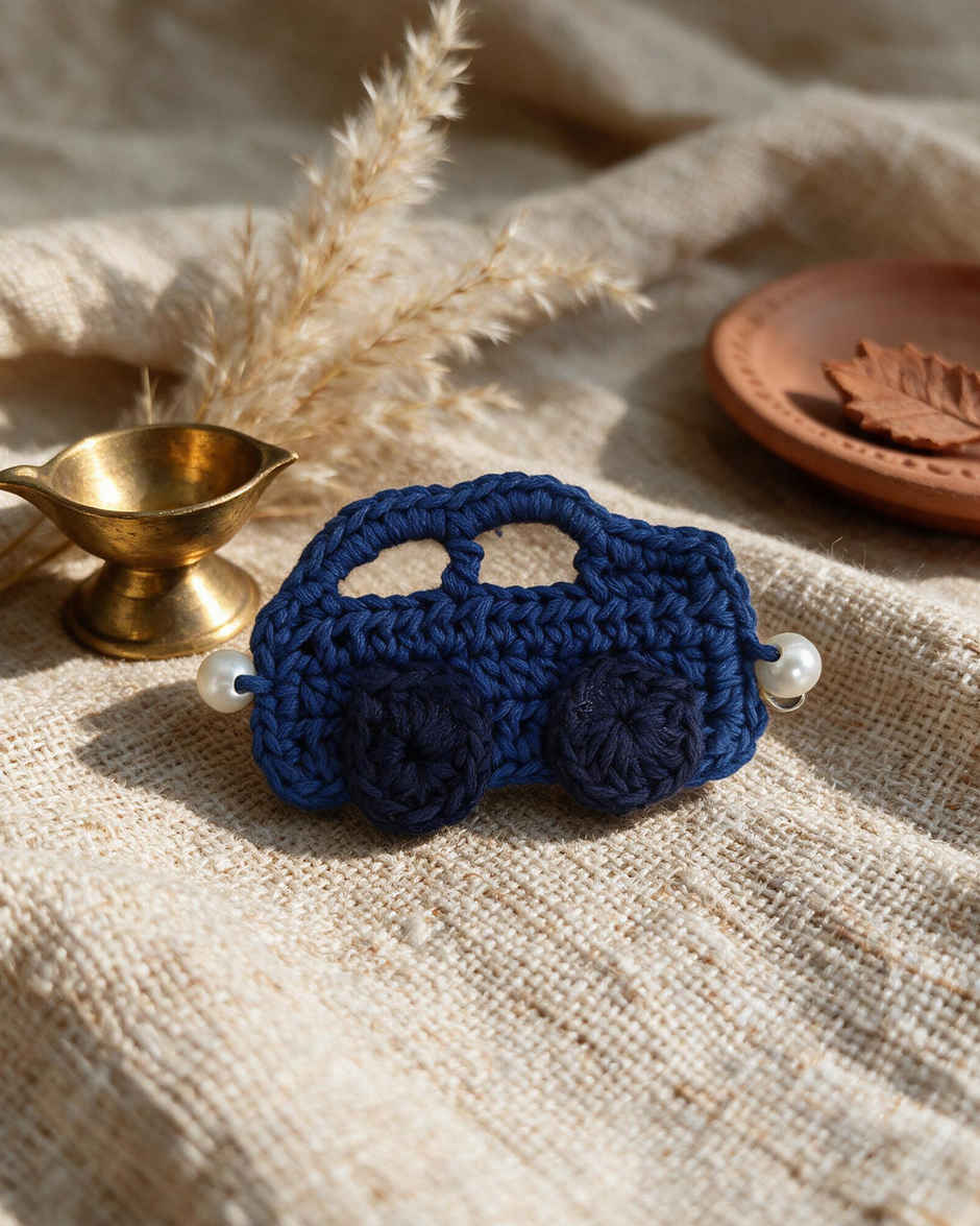 Kids Blue Car Crochet Rakhi | Mad Over Print
