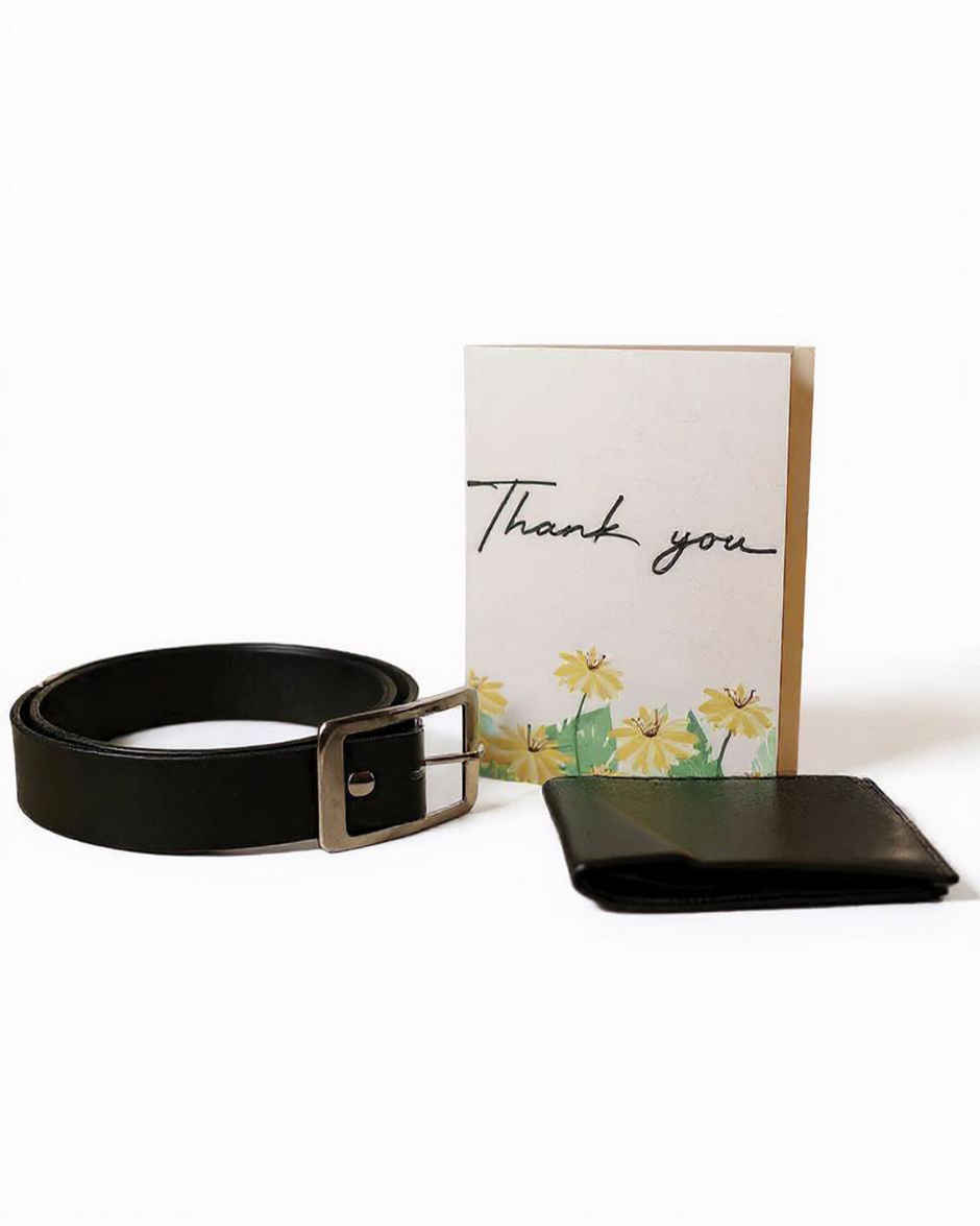 Men's Accessories Gift Hamper with Wallet Belt Handkerchief | Mad Over Prints