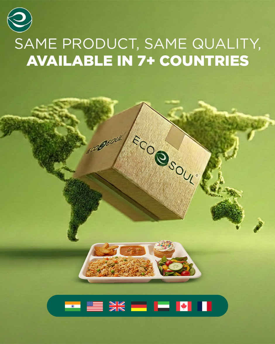 ECO SOUL | Bagasse Disposable Meal Tray/Plates | Square | 5CP | 10 Count