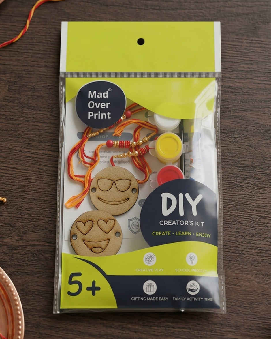 DIY Emoji Rakhi Painting Kit for kids | Unique Find | Pack of 2 | Mad Over Prints