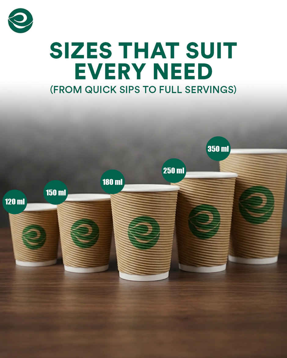 ECO SOUL | Disposable Paper Cups/Glasses | 250 ml | Ripple | 10 Count