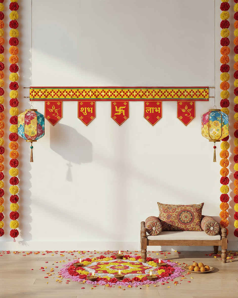 Shubh Labh Toran | Yellow & Red | Mad Over Print