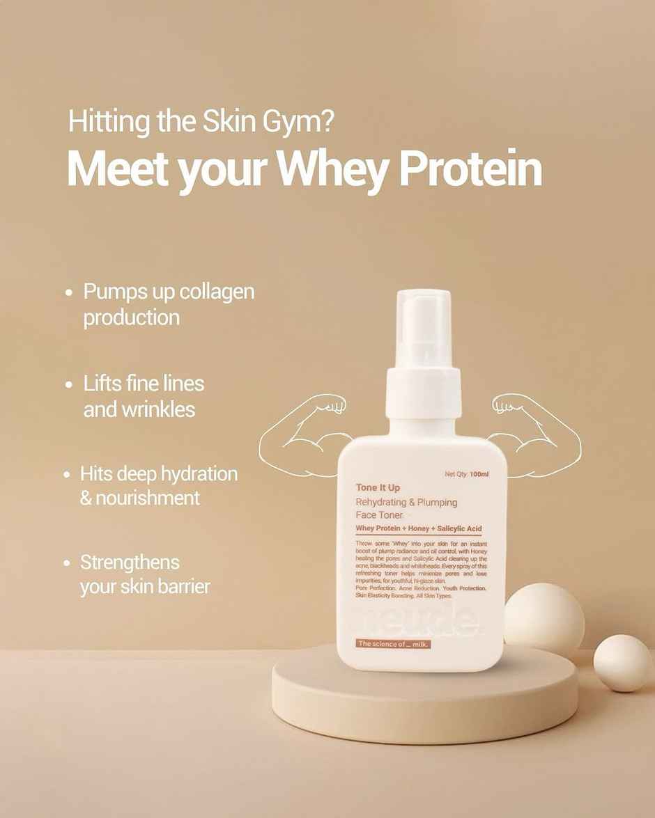 Neude Milk Peptide Face Toner With Whey Protein For Pore Rehydration & Acne Management 100 Ml