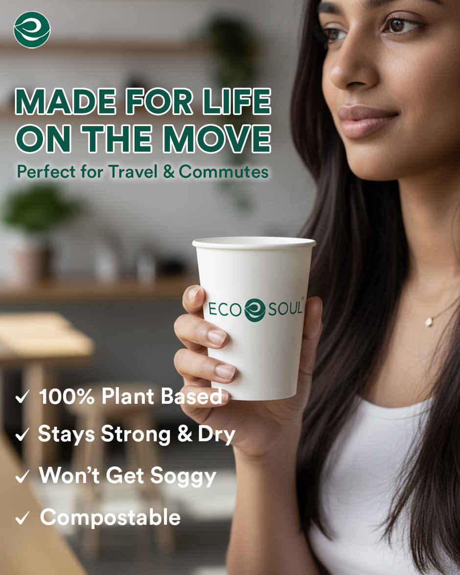 ECO SOUL | Disposable Paper Cups/Glasses | 250 ml | Standard | 25 Count