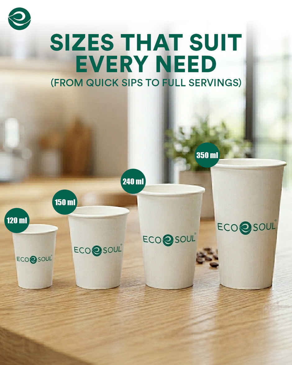 ECO SOUL | Disposable Paper Cups/Glasses | 250 ml | Standard | 25 Count