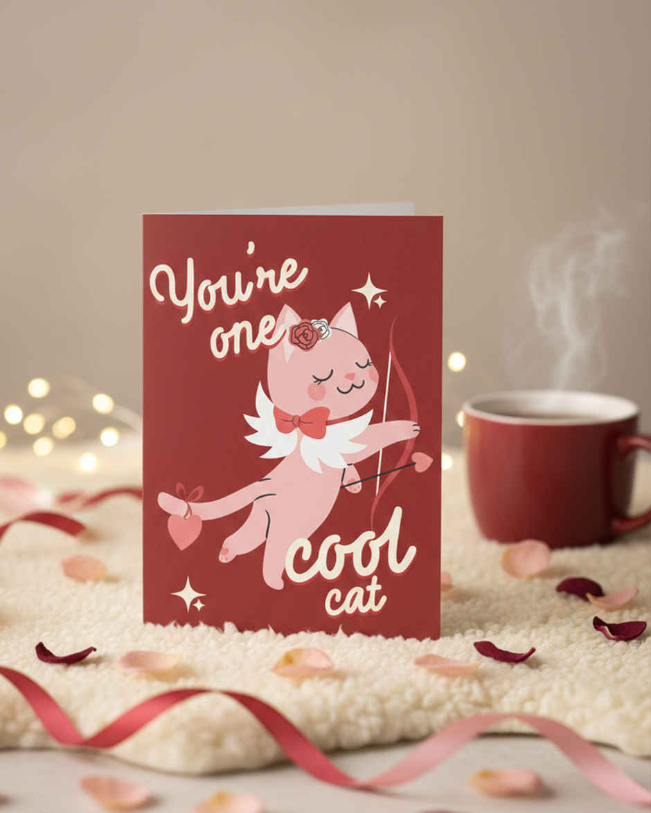 Cool Cat Love Greeting Card | Vibebling