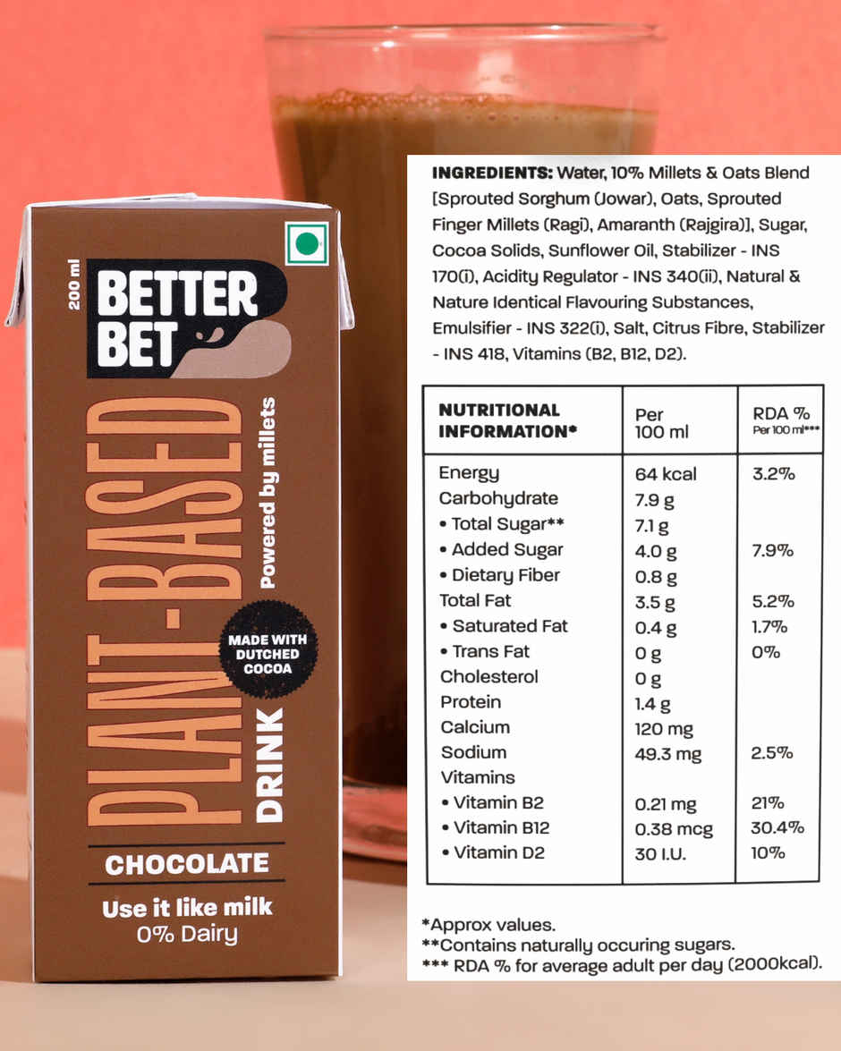 Better Bet Plant Based Milk (made with millets)-Chocolate