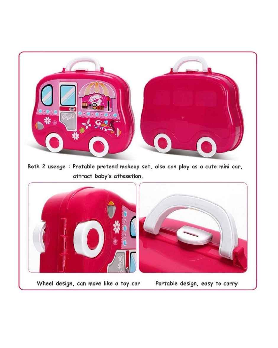 Toyshine Plastic Carry Along Beauty Set Toy with Briefcase and Accessories | 15 Pcs