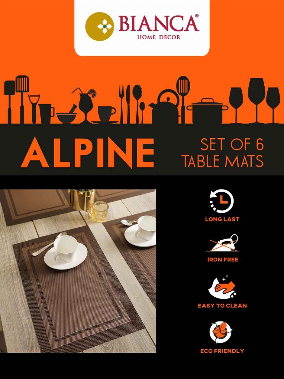 BIANCA Premium Woven PVC Placemat Dining Table | 12 X 18 | Alpine | Beige