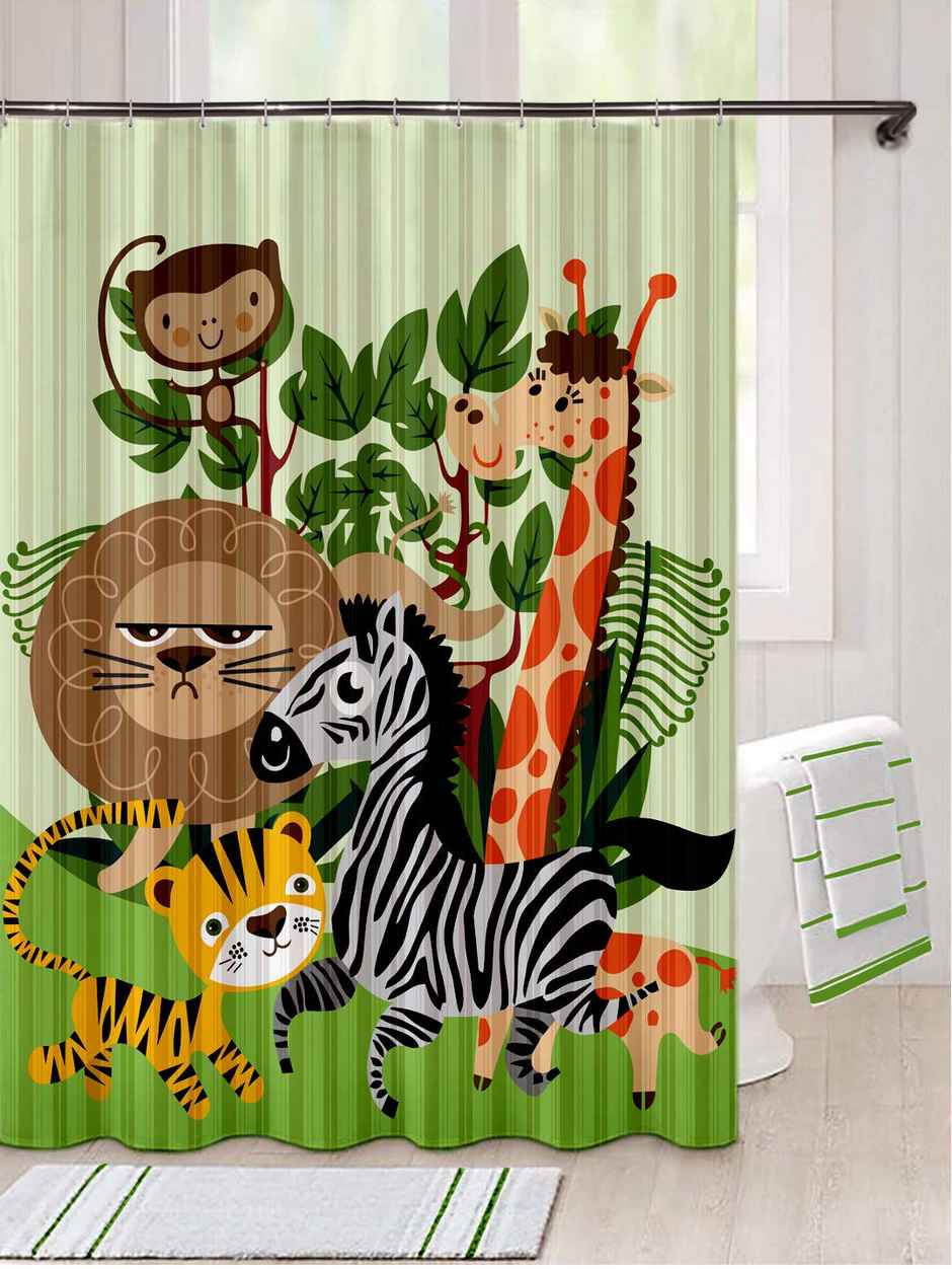Lushomes Shower Curtain - Kids Printed | Waterproof | 12 Eyelets | No Hooks | 6 x 6.5 ft