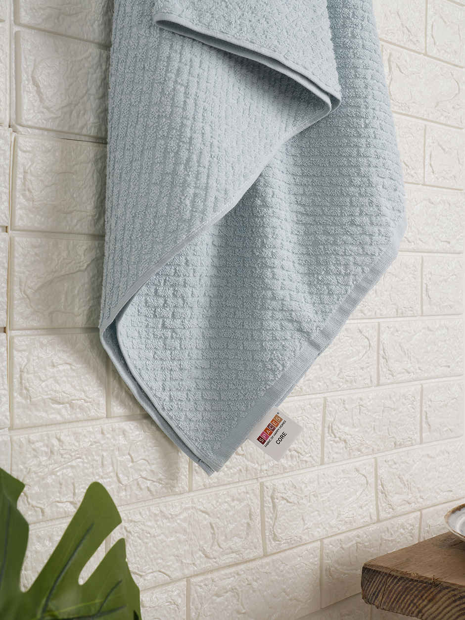Spaces Pure Cotton High Absorbent Bath Towel | Light Blue | 448 GSM | For Men And Women