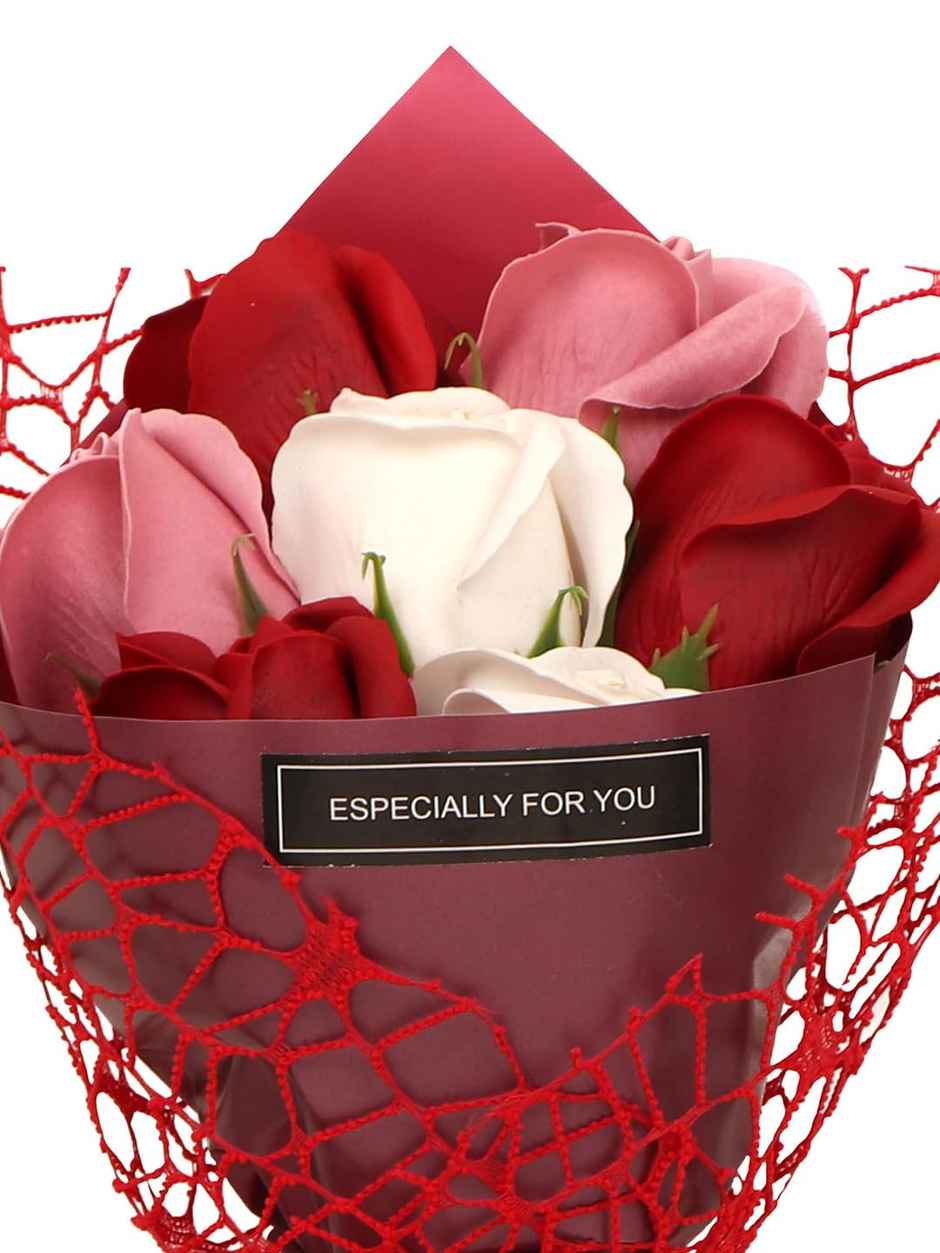 Tied Ribbons Artificial Rose Bouquet Gift Set