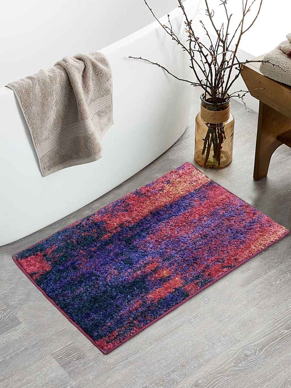 Bianca Super Soft Designer Anti Slip Bath Mat 1pc Medium | Spa Abstract - Red/Plum
