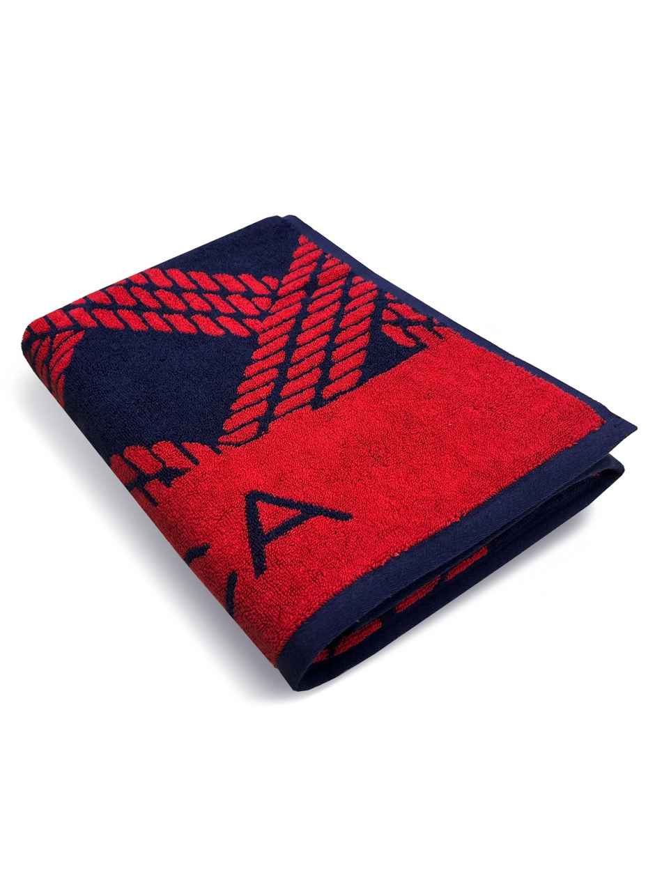 Nautica Designer 100% Cotton Beach & Bath Towel -1pc Bath Towel | voyage | checks-red/navy