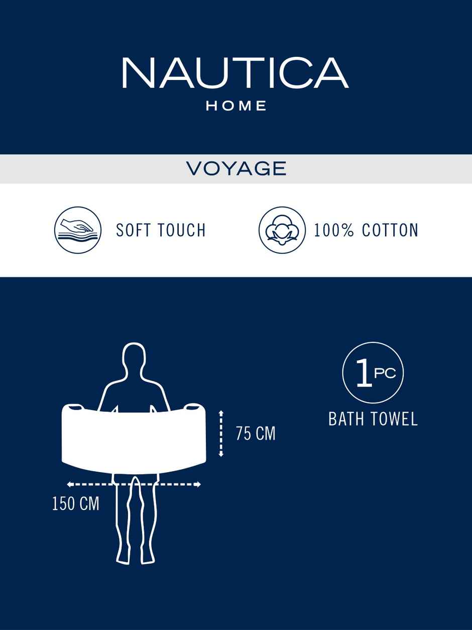 Nautica Designer 100% Cotton Beach & Bath Towel -1pc Bath Towel | voyage | checks-red/navy