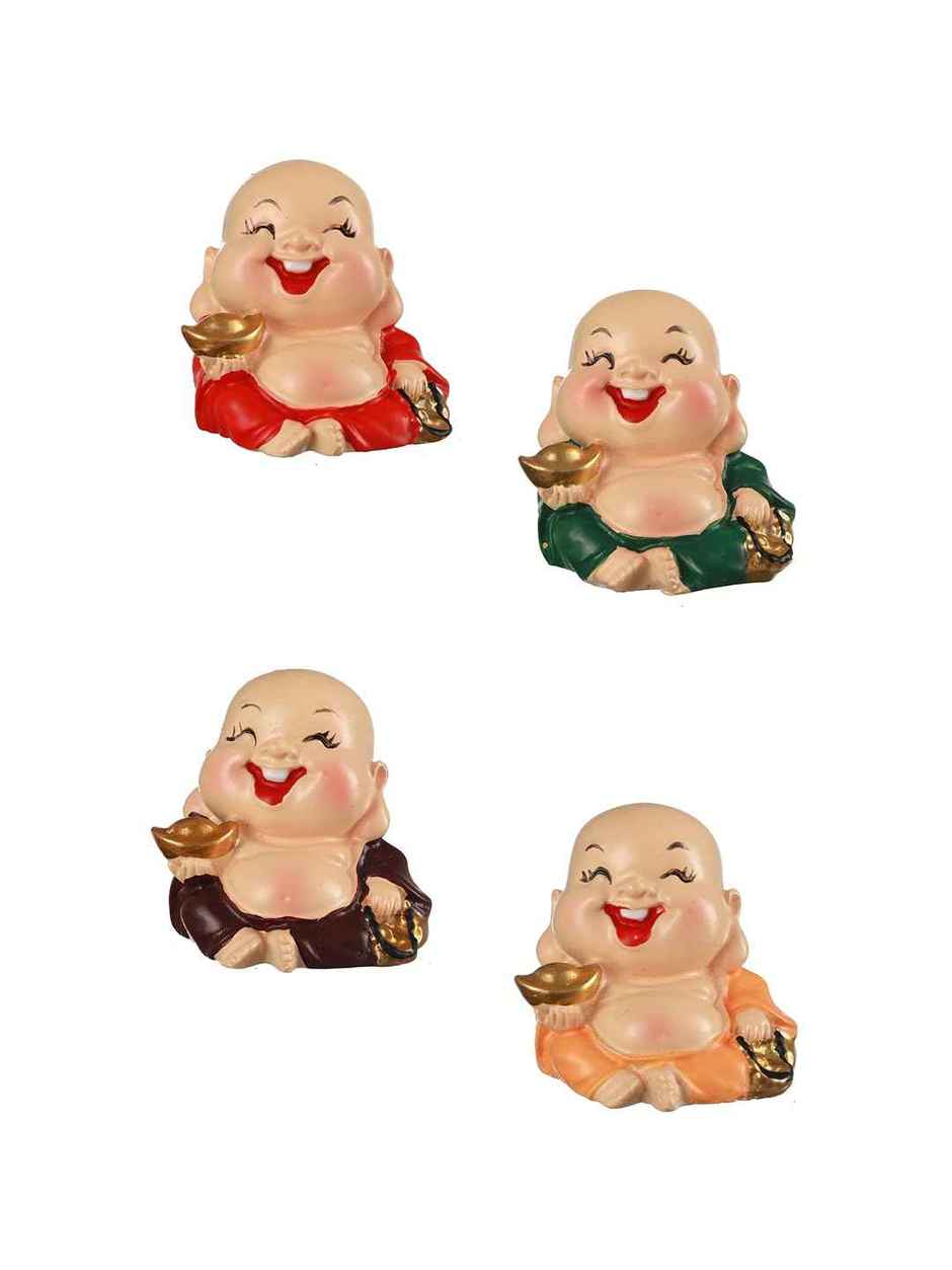 TIED RIBBONS Laughing Buddha Showpiece Set | Multicolour - 4 in x 1.5 in