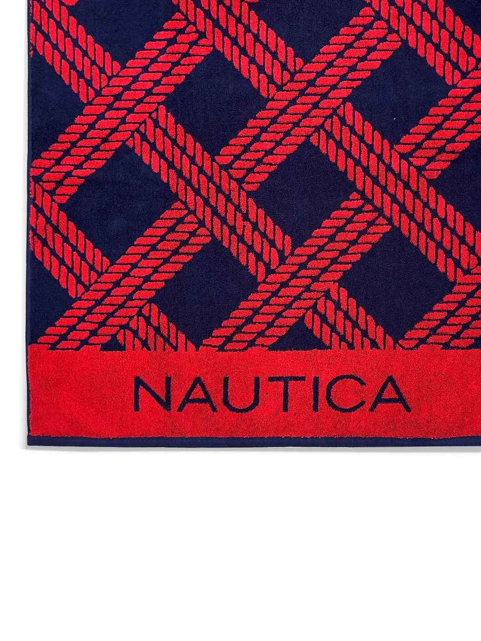 Nautica Designer 100% Cotton Beach & Bath Towel -1pc Bath Towel | voyage | checks-red/navy