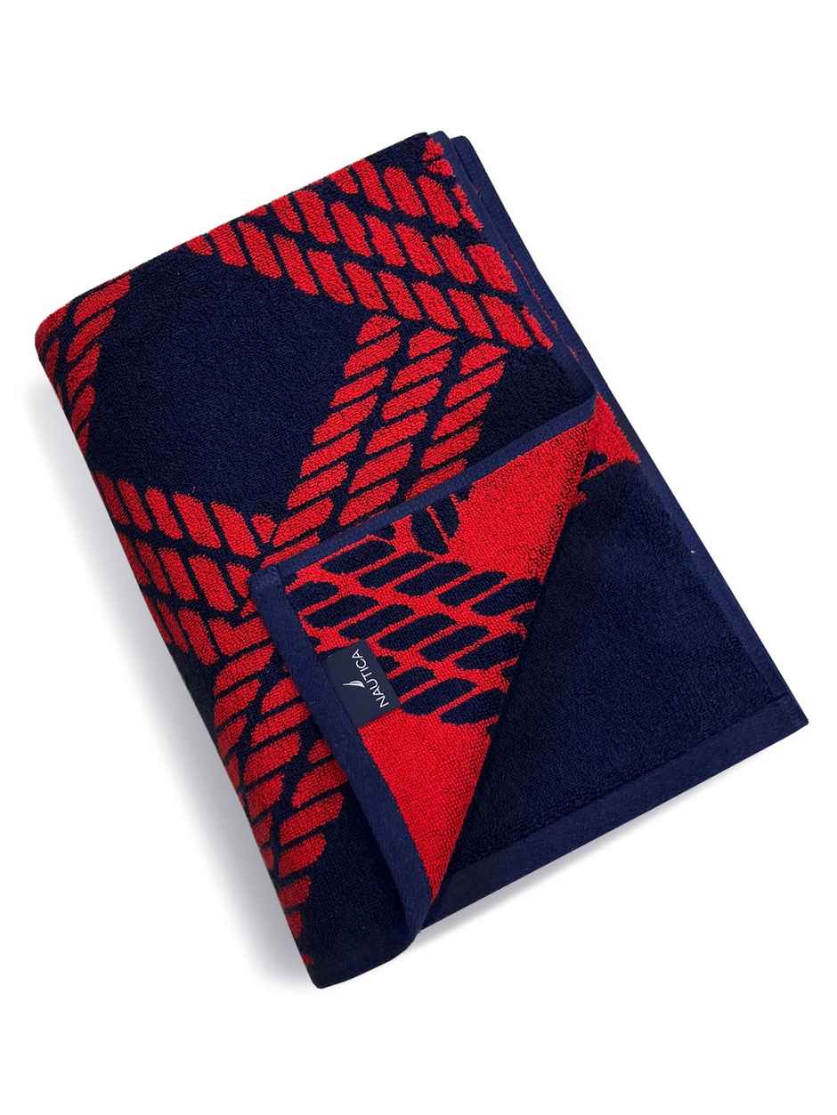 Nautica Designer 100% Cotton Beach & Bath Towel -1pc Bath Towel | voyage | checks-red/navy