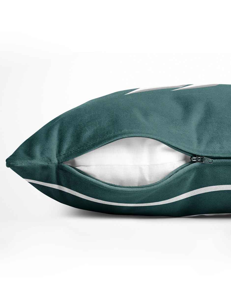 Nautica Premium Cotton Printed Cushion Covers -1pc 16 x16 Size | Logo Stripe Stripe-Forest Green