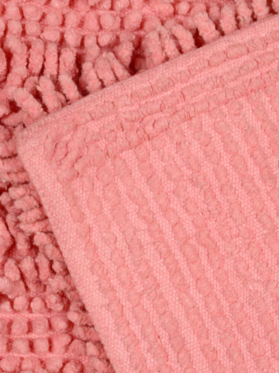 Saral Home Cotton Anti-Slip Water Absorbent Bath Mat | Light Pink - 40 x 60 cm