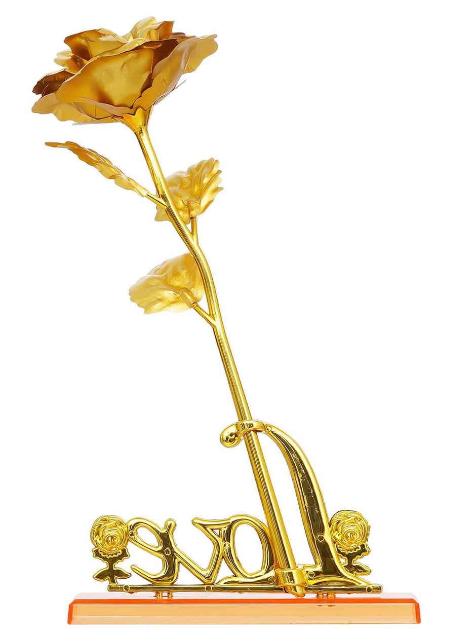 Golden Rose Flower Decorative Showpiece Gift Set | eCraftIndia