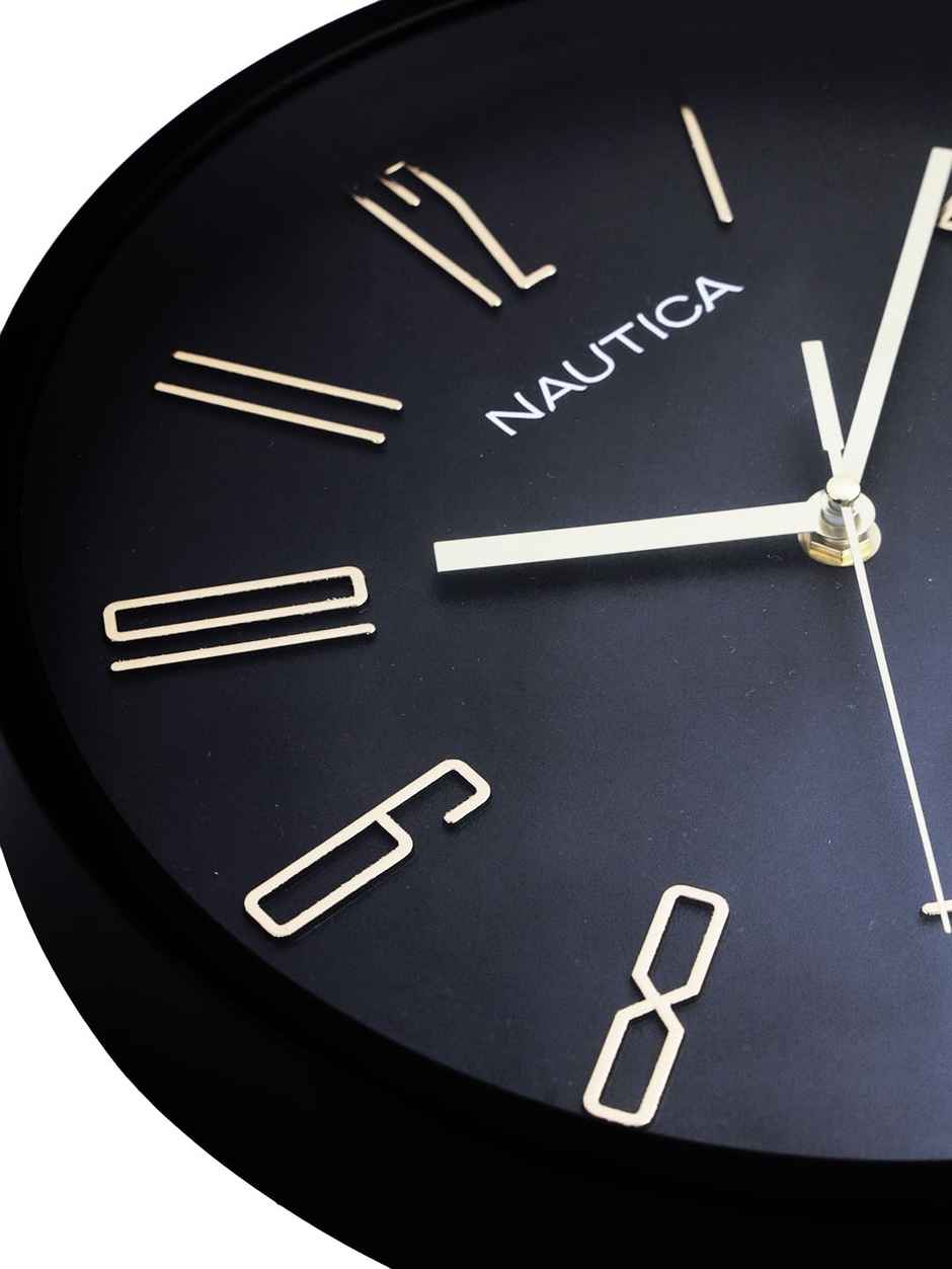 Nautica Modern Wall Clock For Stylish Home -Quartz Silent Sweep Technology 1Pc Size (Abs) MattBlack