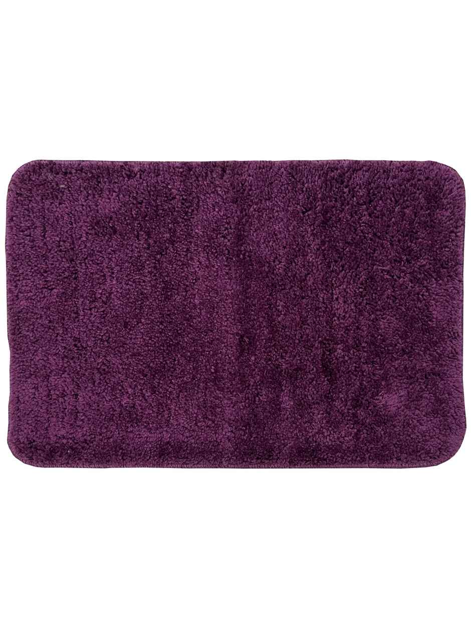 Bianca Soft Cotton Anti Slip Bath Mat | 41 x 61 cm | Benz Solid | Plum