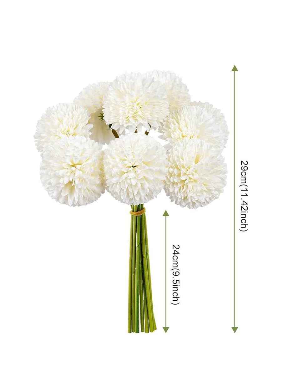 Tied Ribbons Set Of 6 Artificial Ball Flowers Bunches Without Vase