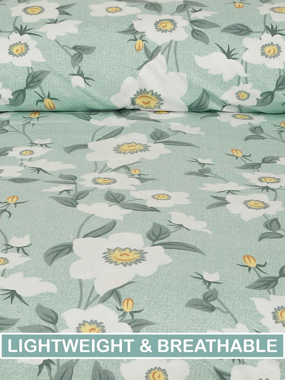 STATUS Micro Dohar Double Bed | Sky Blue Floral - 200 x 220 cm