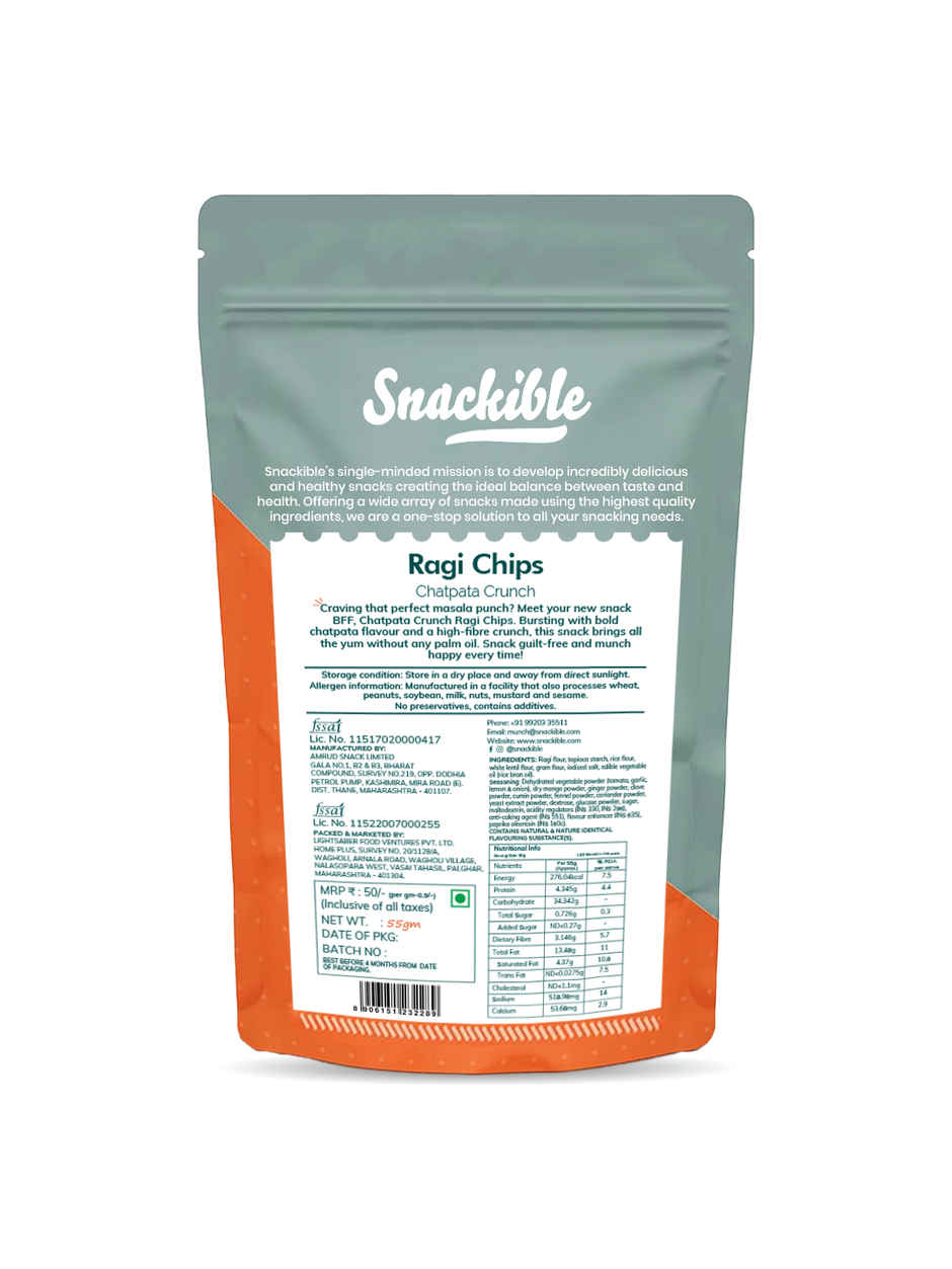 Snackible Chatpata Crunch Ragi Chips- No Palm Oil